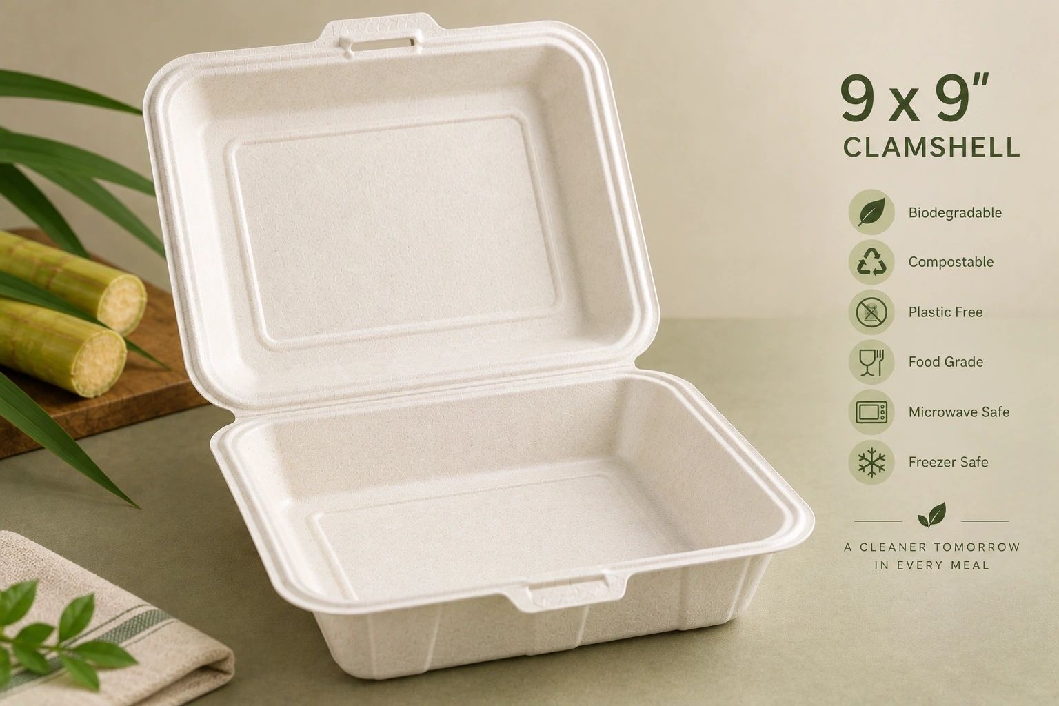 9×9″ Clamshell Container